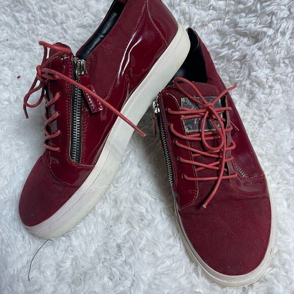 Giuseppe Zanotti Burgundy red Sneakers Low Top Double Zipper Size EU 41 US8 - Picture 5 of 12